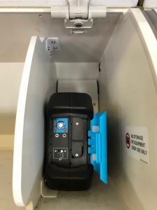 Bluebox Wow installed in overhead locker